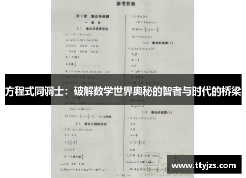 方程式同调士：破解数学世界奥秘的智者与时代的桥梁